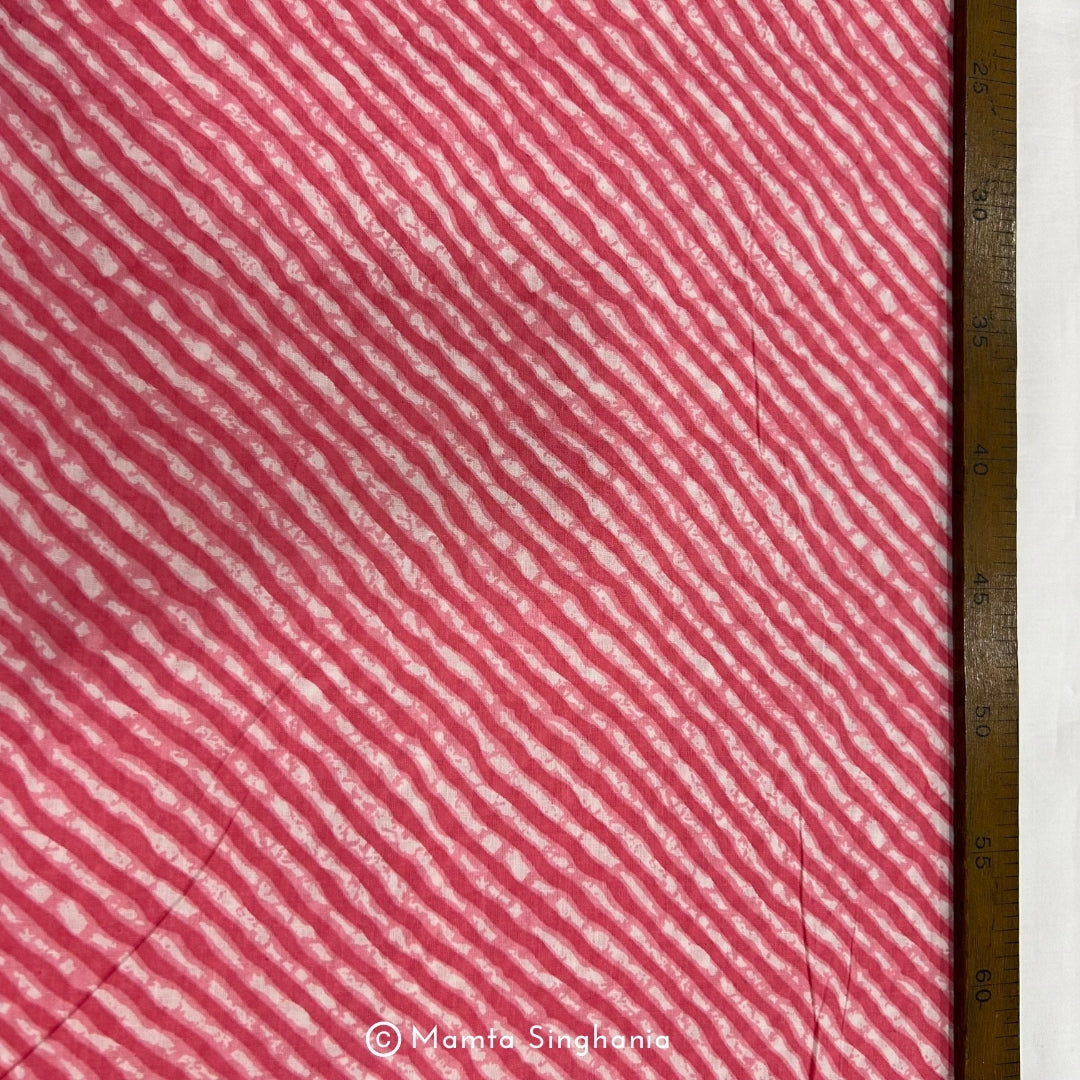 Coral Pink Leheriya Printed Cotton Fabric
