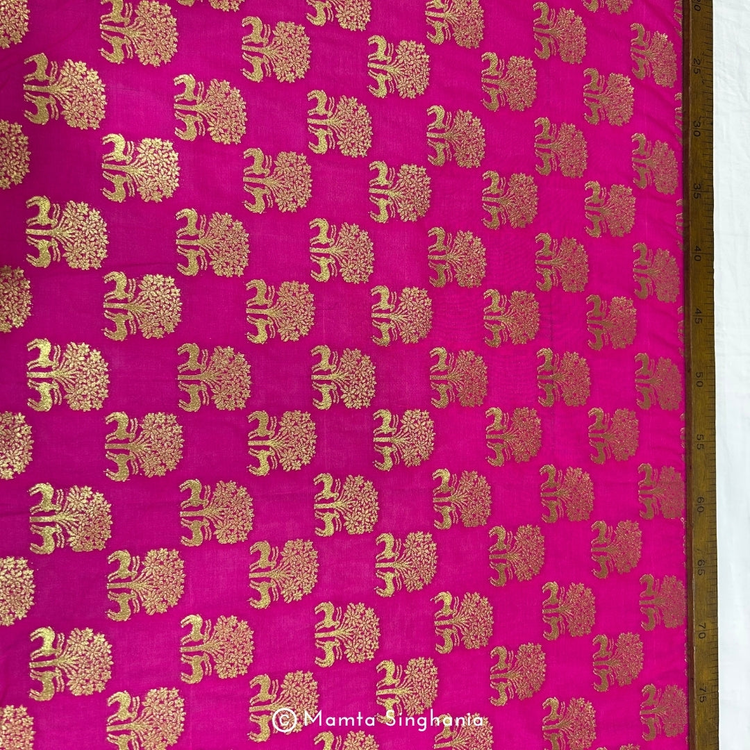 Hot Pink Banarasi Brocade Katan Silk Fabric
