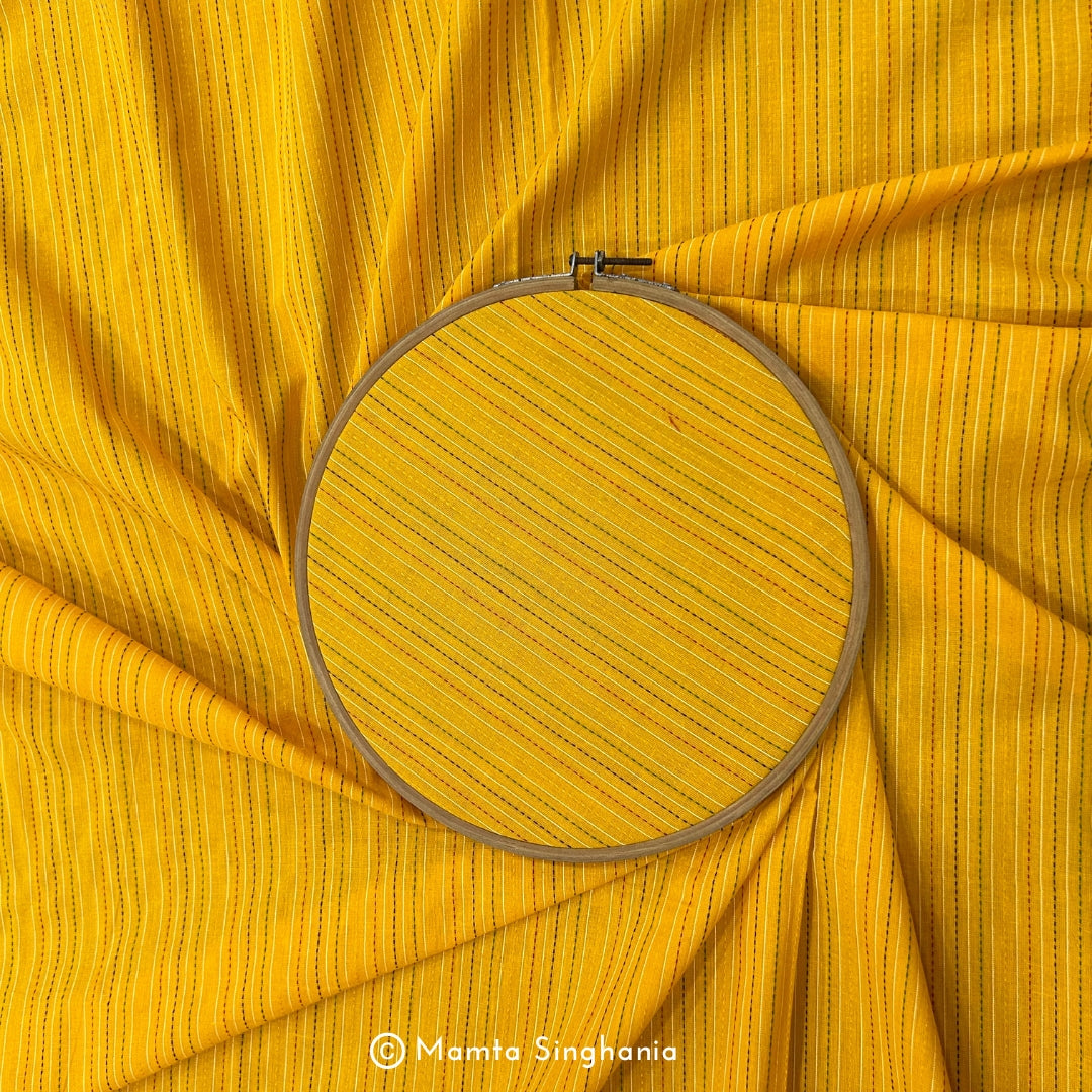 Yellow Stripes Handloom Cotton Fabric