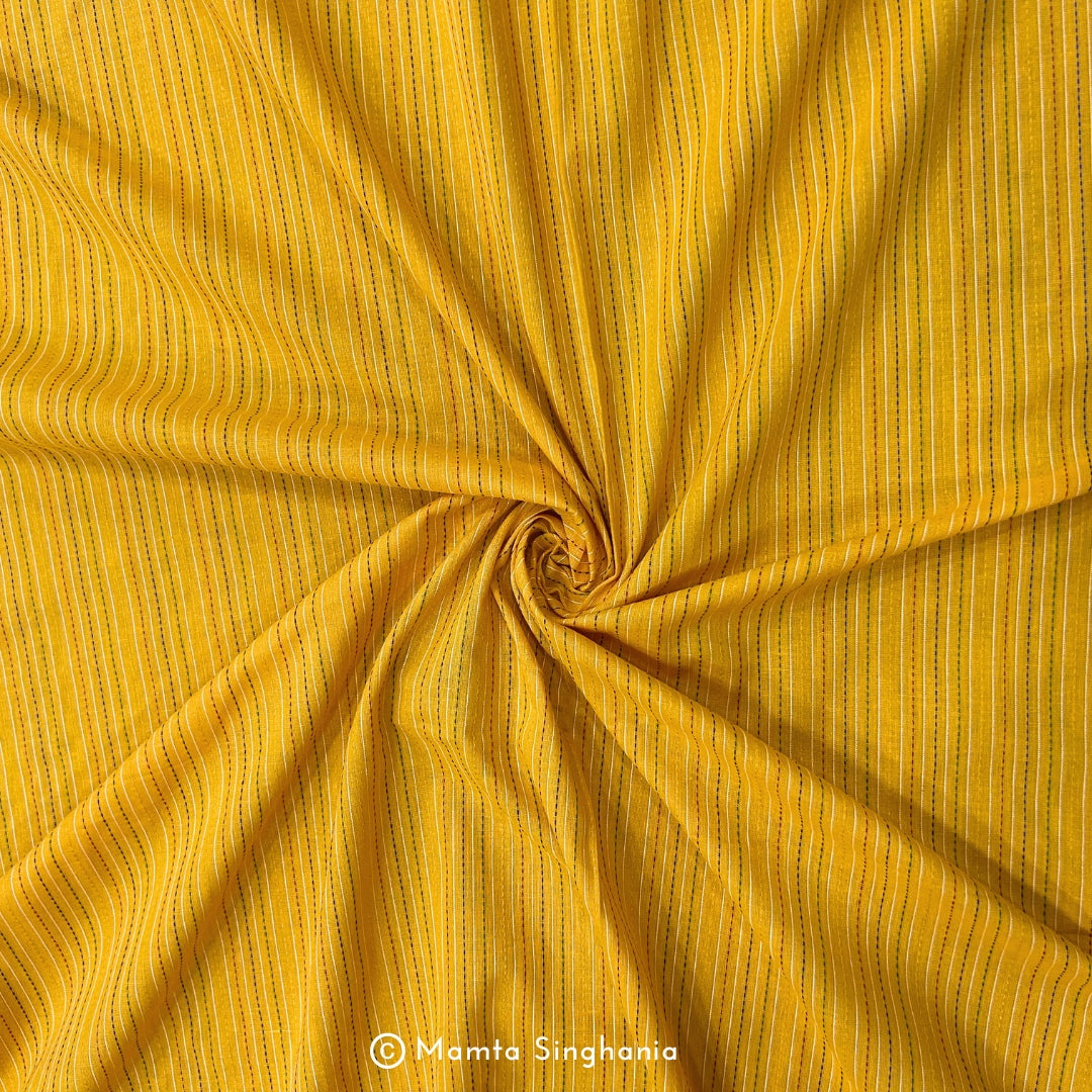 Yellow Stripes Handloom Cotton Fabric