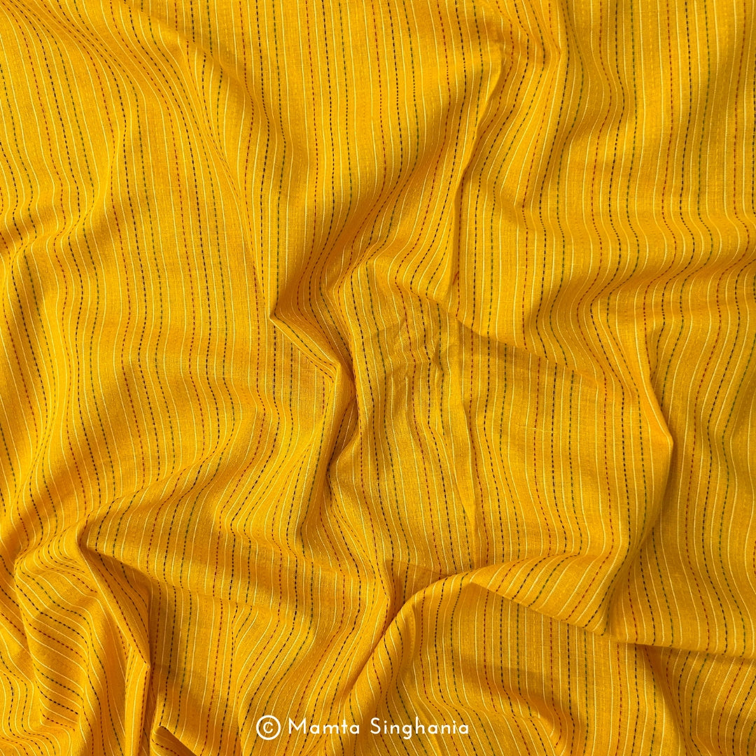 Yellow Stripes Handloom Cotton Fabric