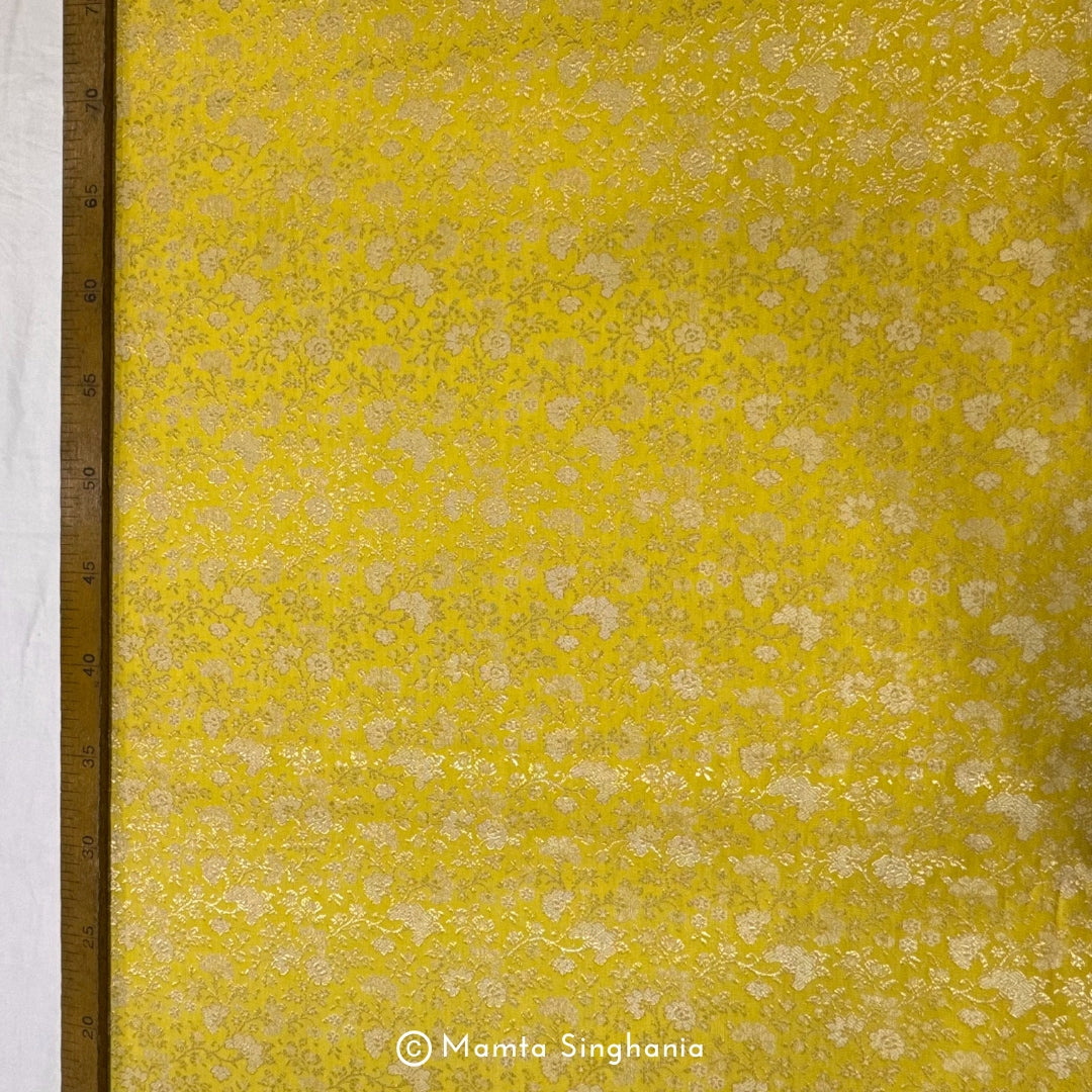 Yellow Banarasi Brocade Katan Silk Fabric