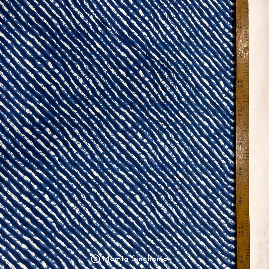 Indigo Blue Leheriya Printed Cotton Fabric