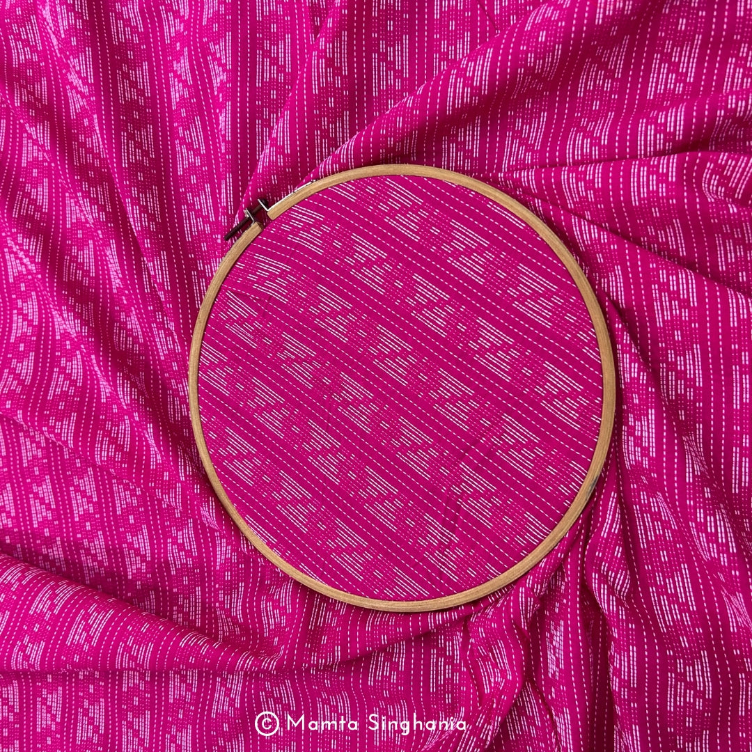 Magenta Stripes Handloom Cotton Fabric