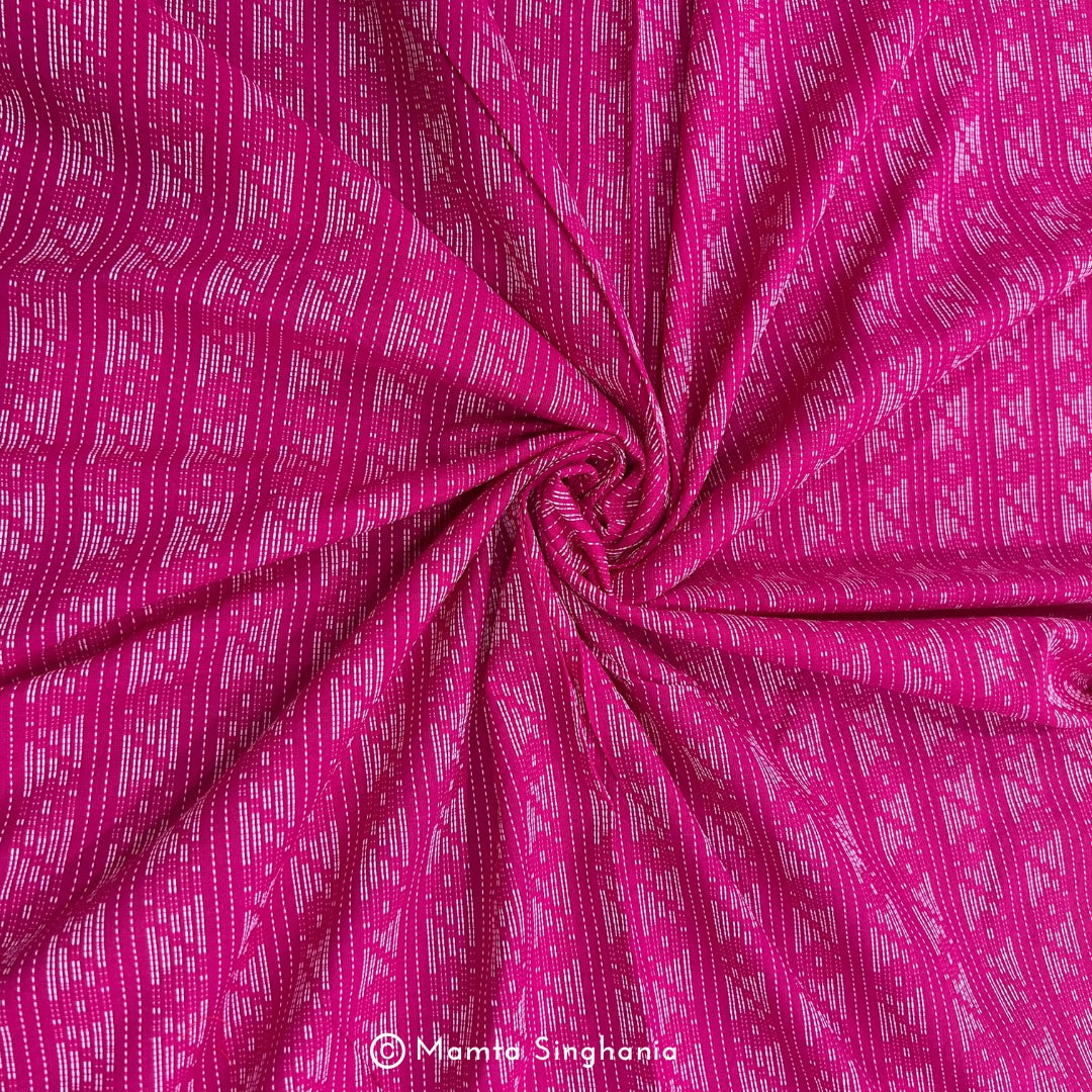 Magenta Stripes Handloom Cotton Fabric