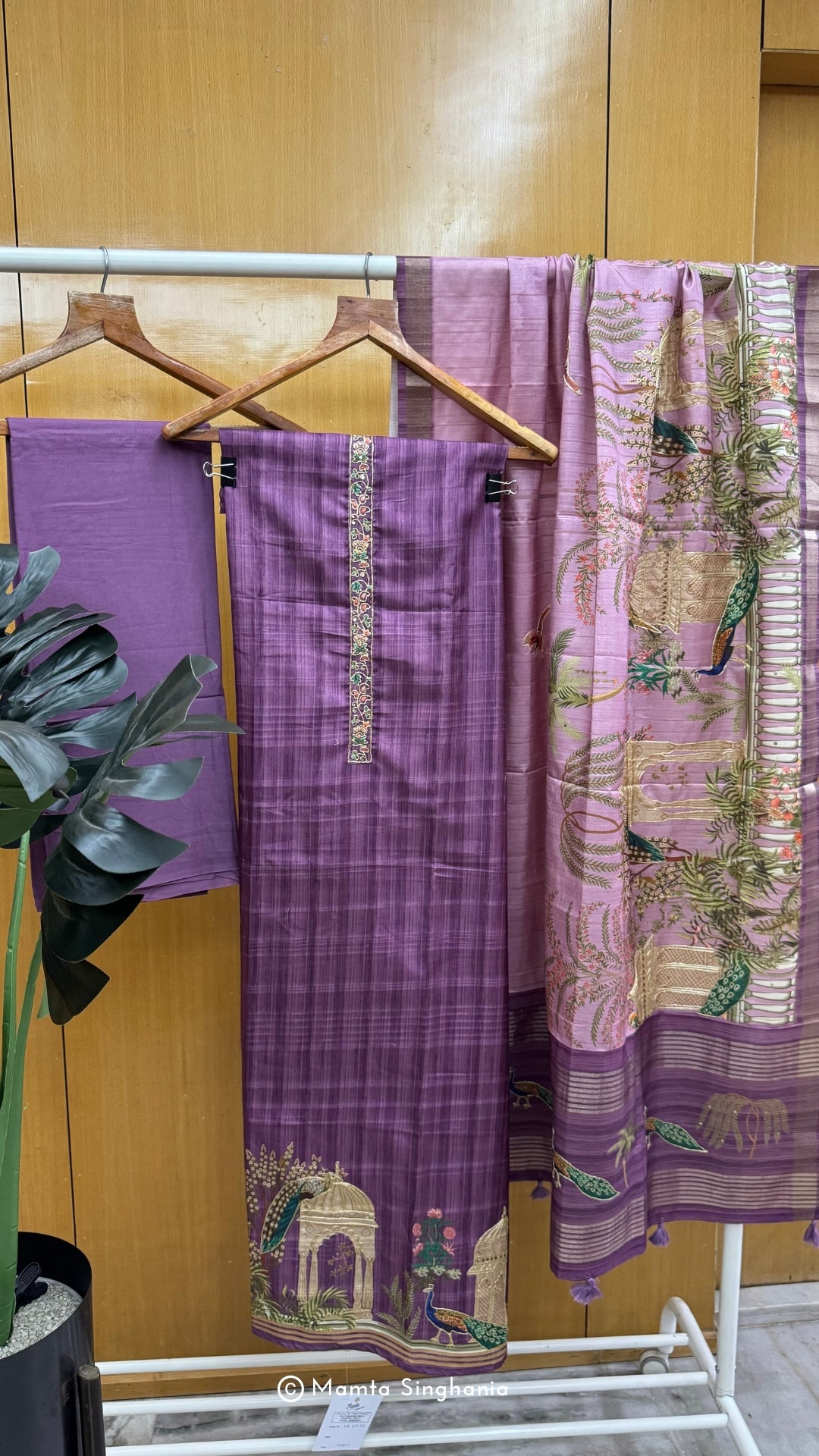 Purple Pita Embroidered Chanderi Suit Set