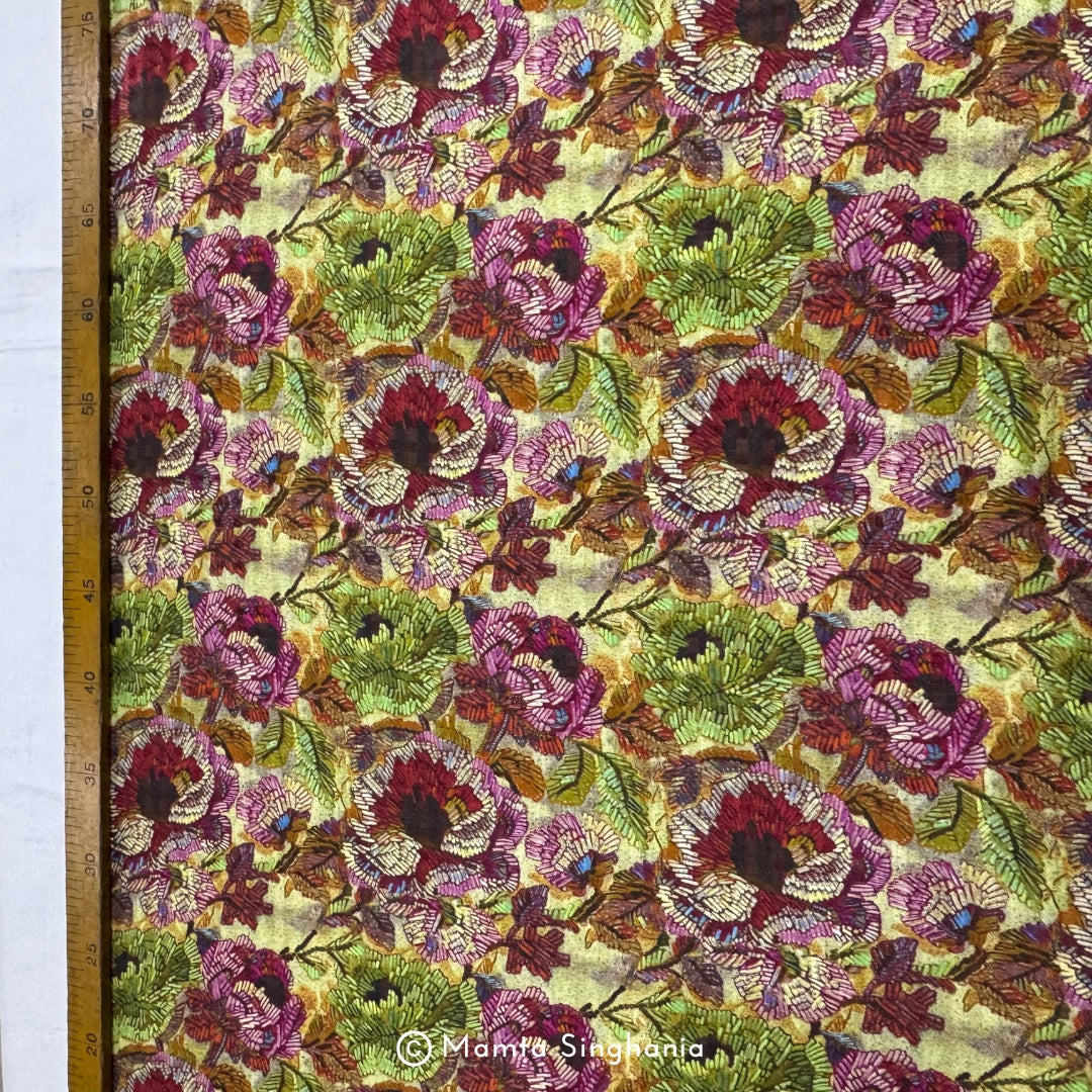 Floral Printed Malai Cotton Fabric
