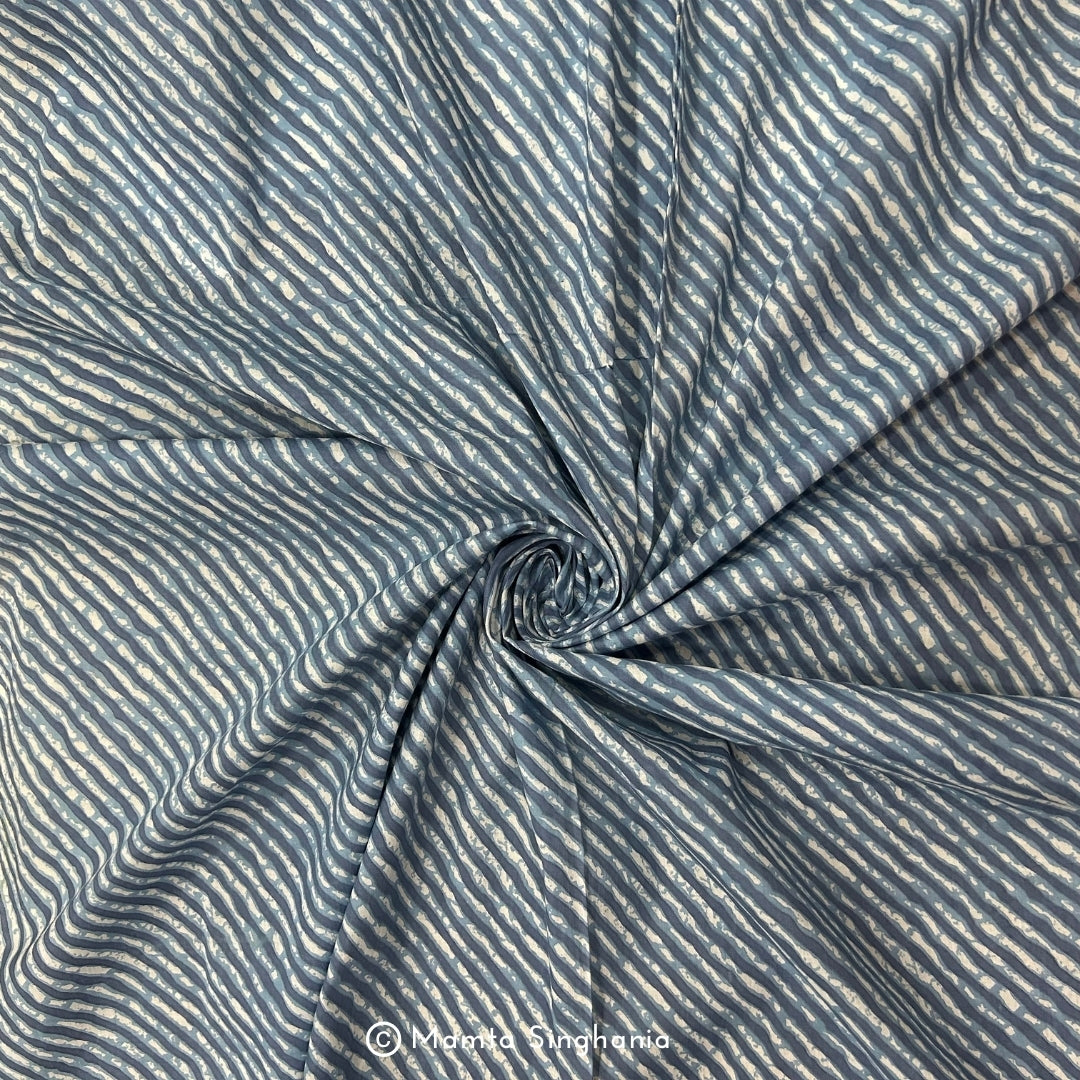 Grey Blue Leheriya Printed Cotton Fabric