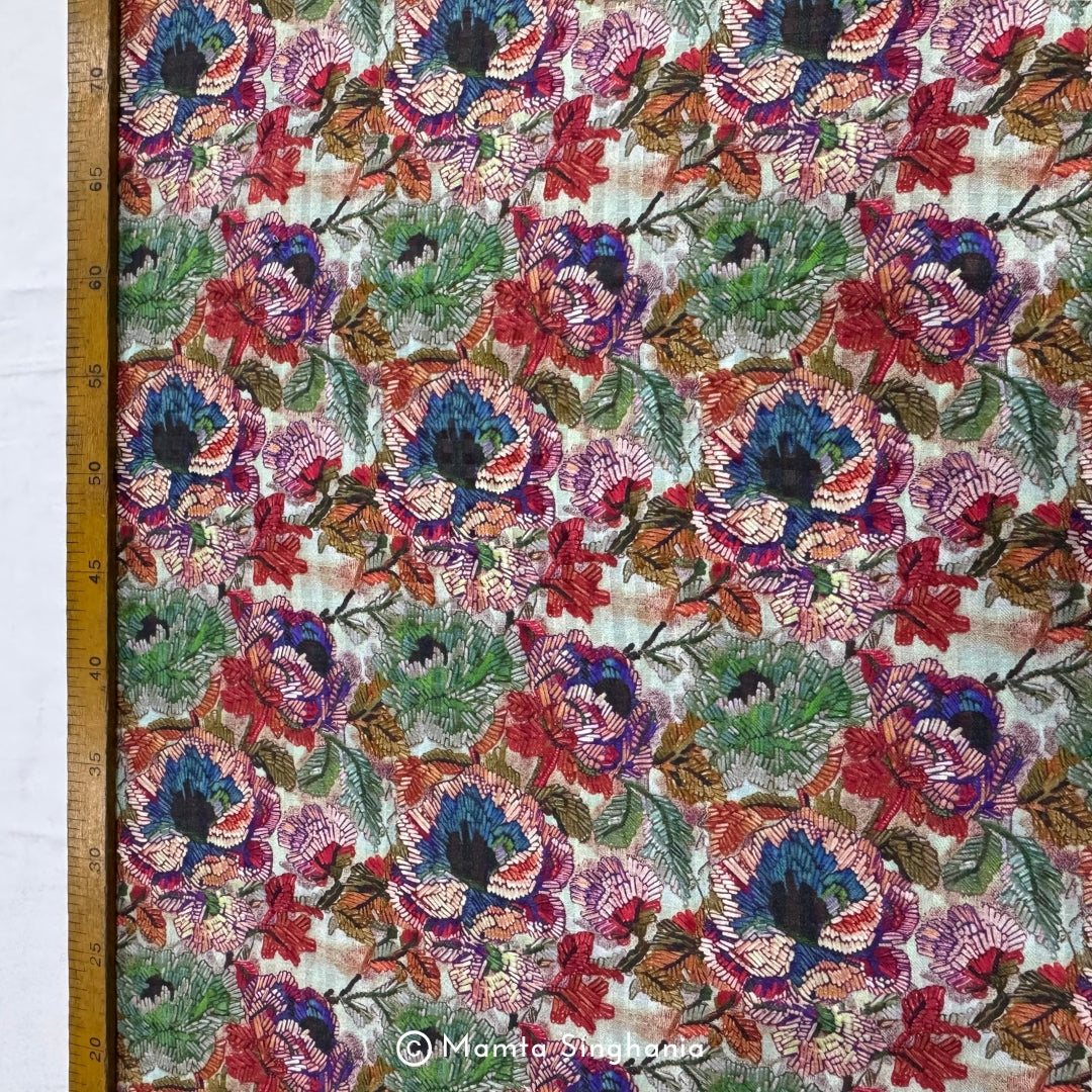 Floral Printed Malai Cotton Fabric