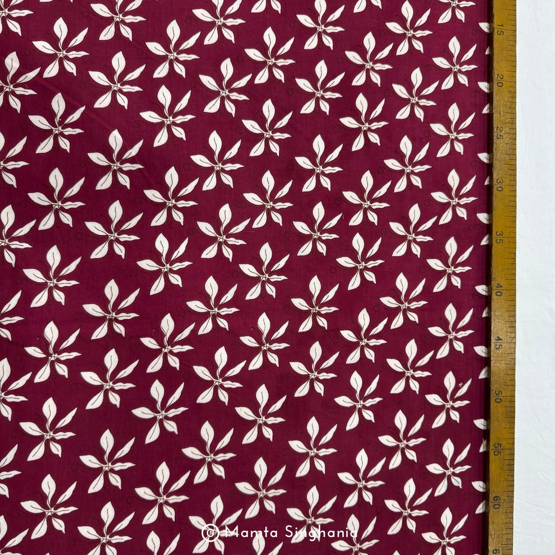 Maroon Floral Printed Cotton Fabric