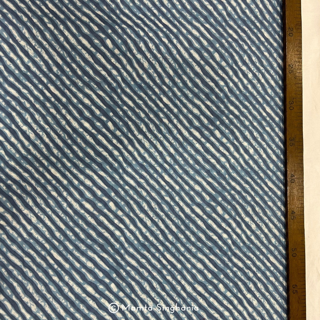 Grey Blue Leheriya Printed Cotton Fabric