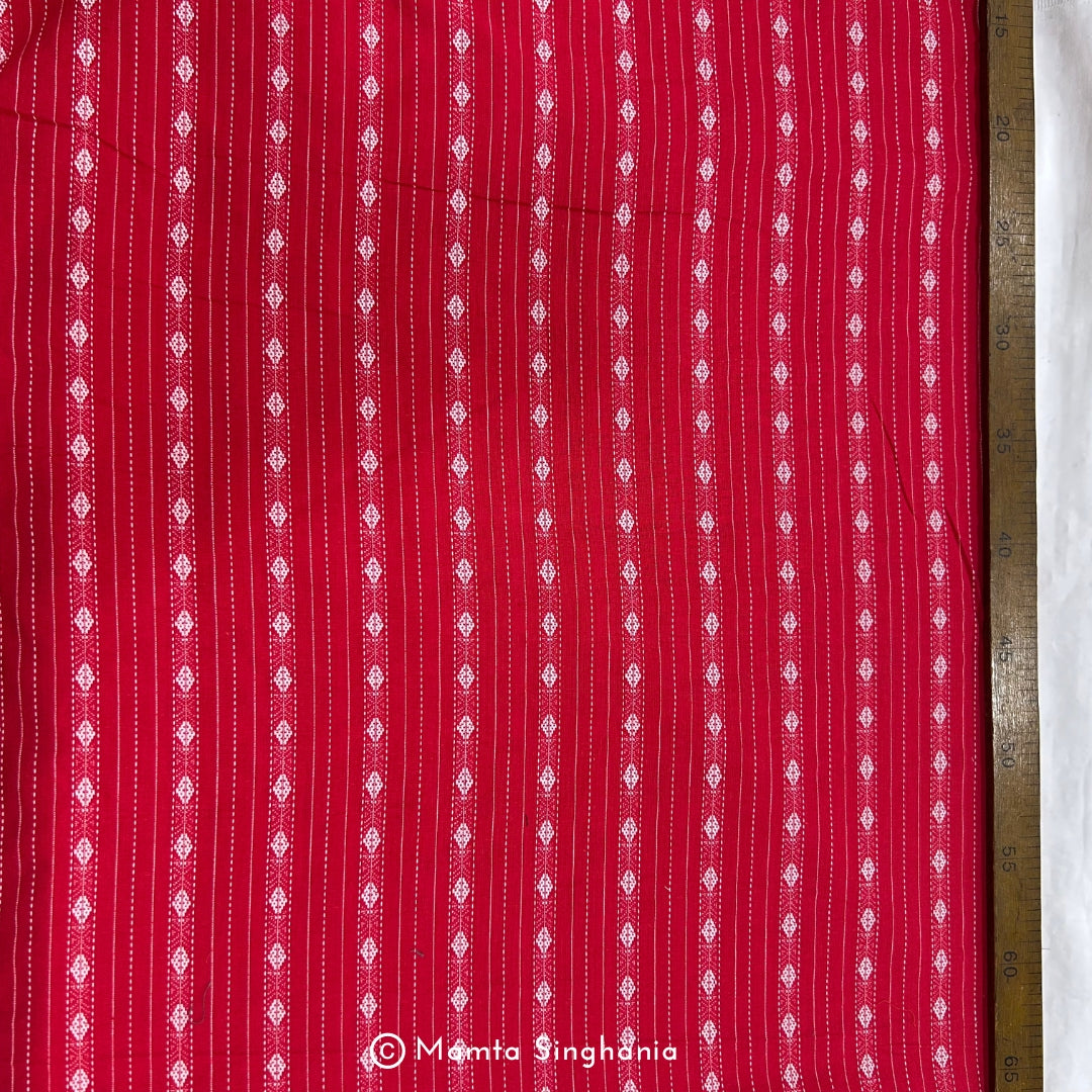Red Stripes Handloom Cotton Fabric