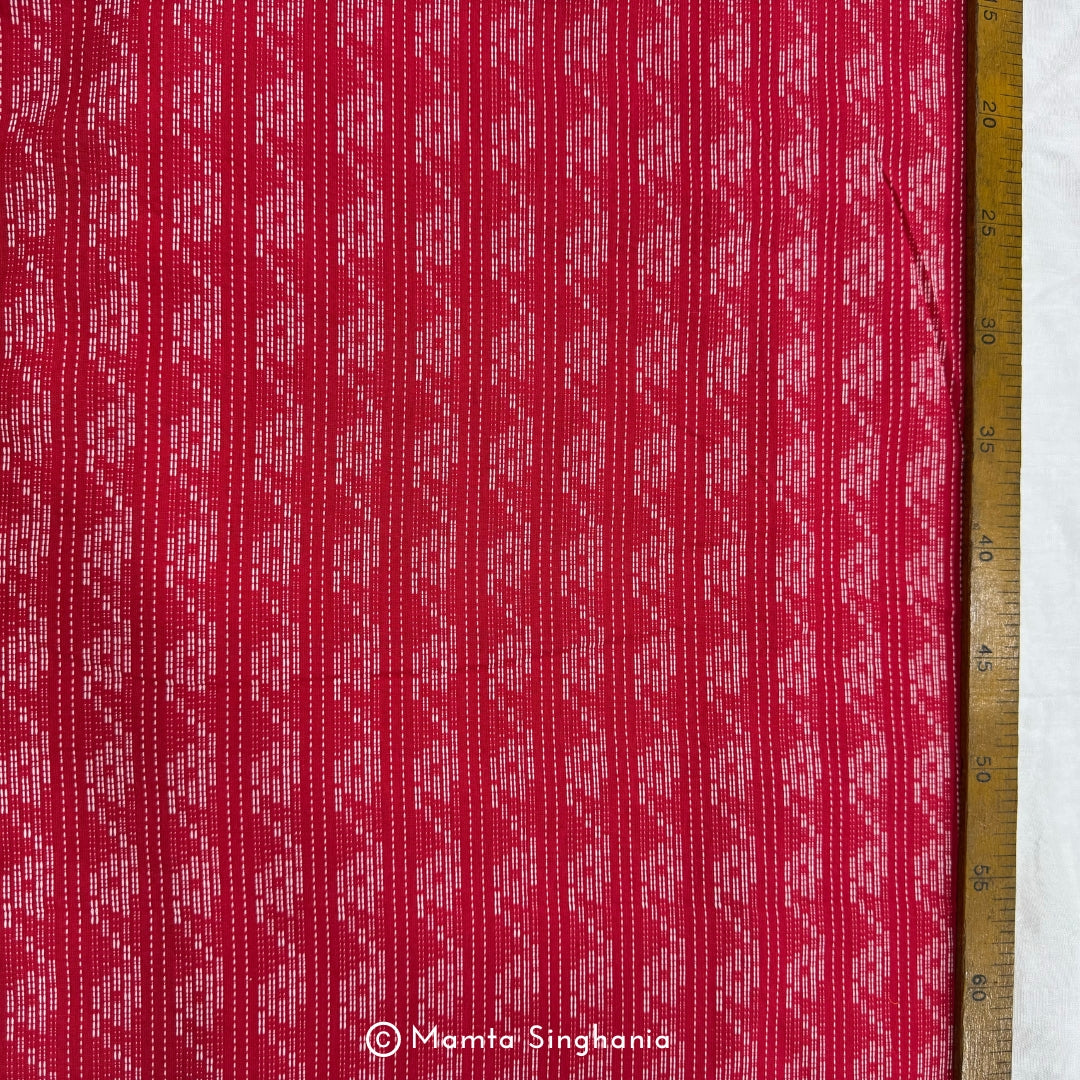 Red Stripes Handloom Cotton Fabric