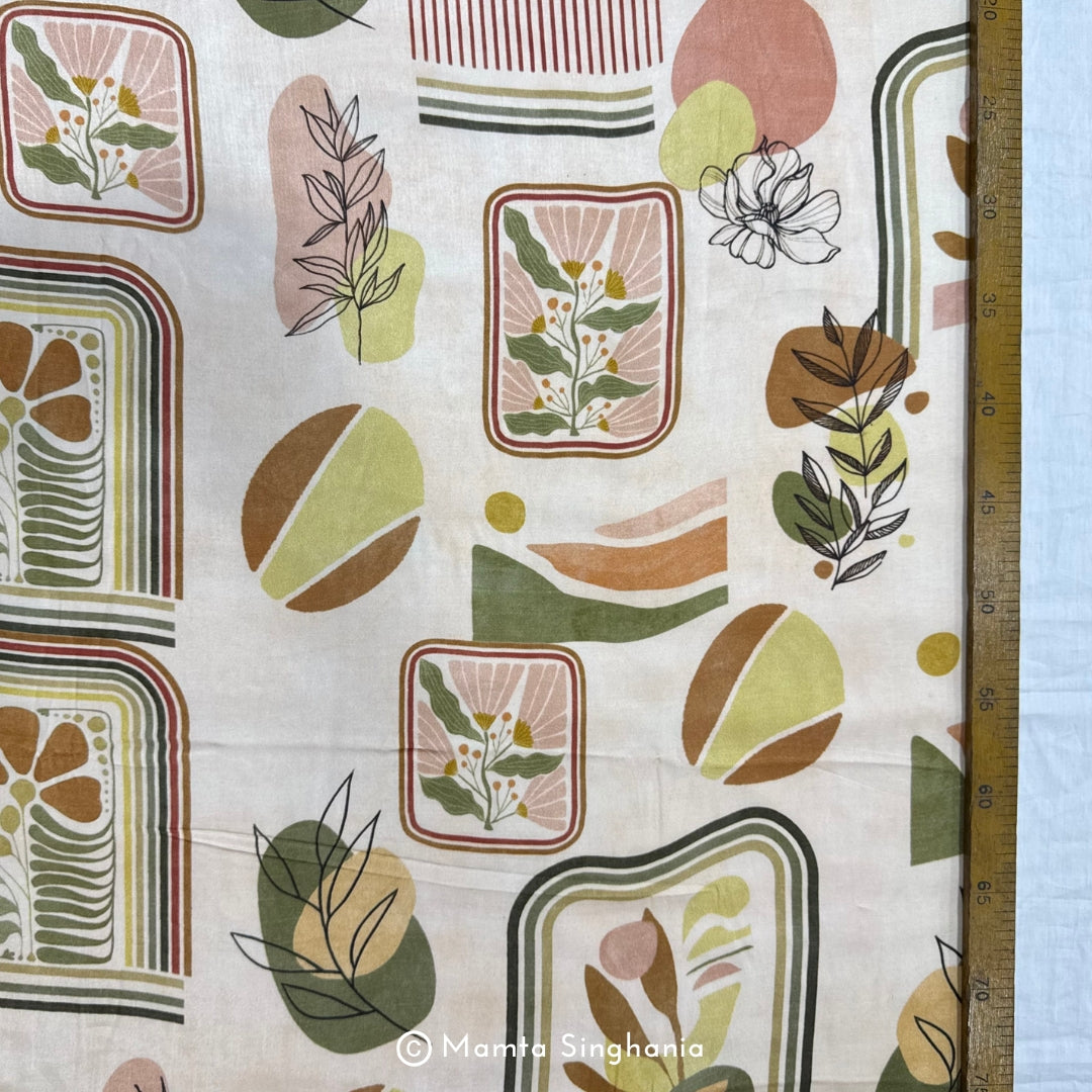 Floral Abstract Printed Modal Satin Fabric