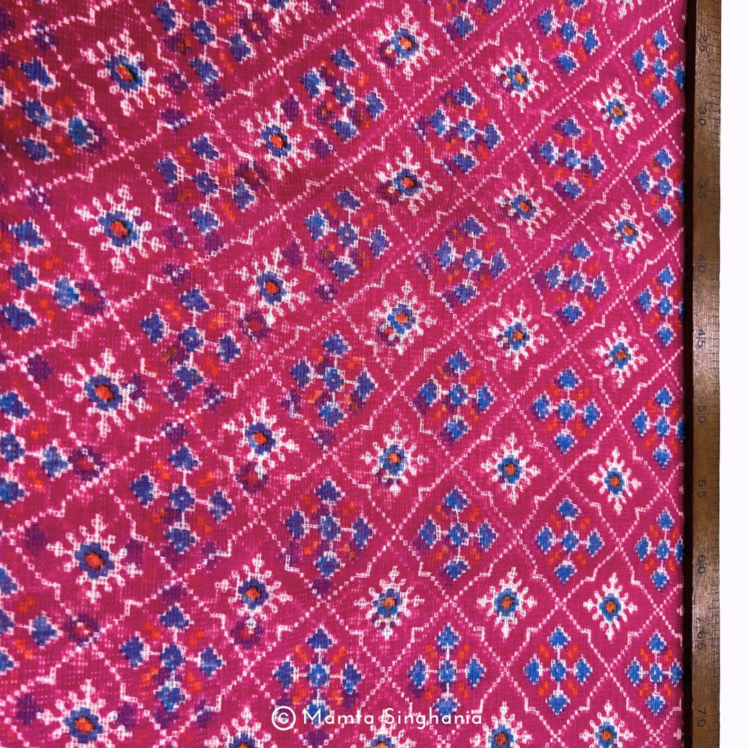 Pink Patola Printed Kota Doria Fabric