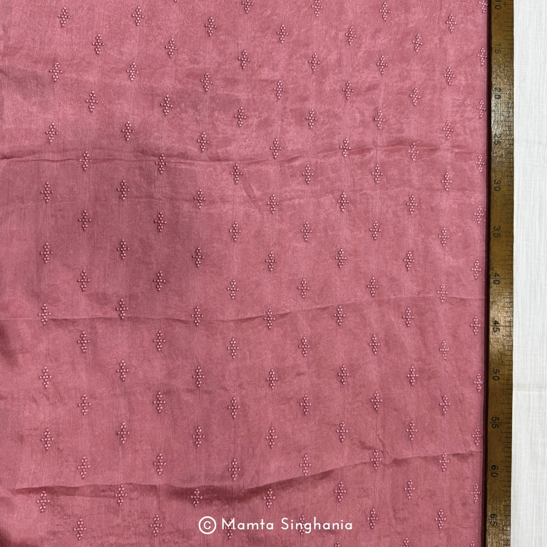 Light Pink Embroidered Modal Satin Fabric