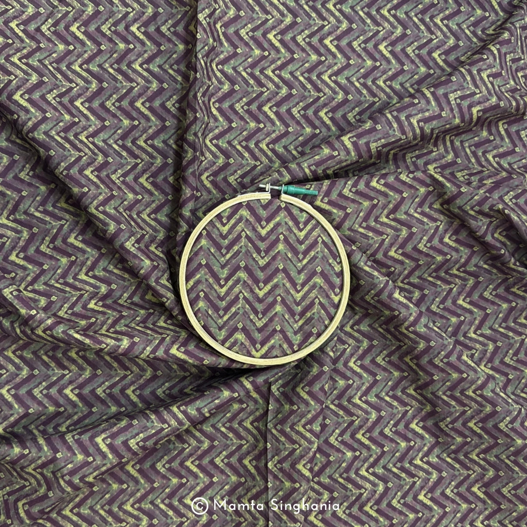 Mauve Geometric Printed Cotton Fabric