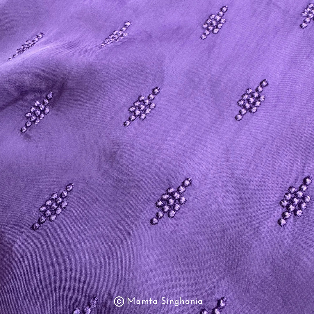 Eggplant Purple Embroidered Modal Satin Fabric