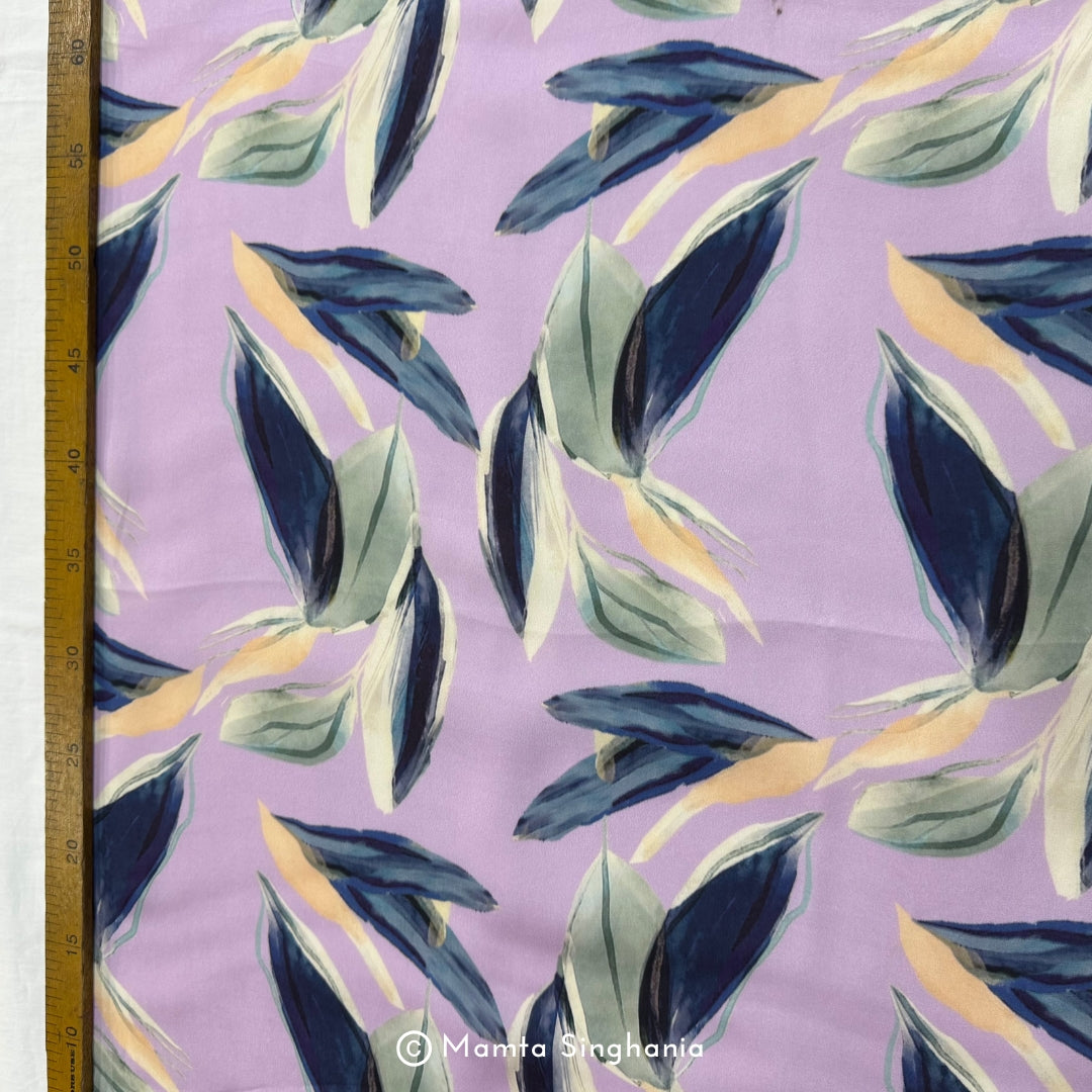 Lavender Leaf Printed Modal Satin