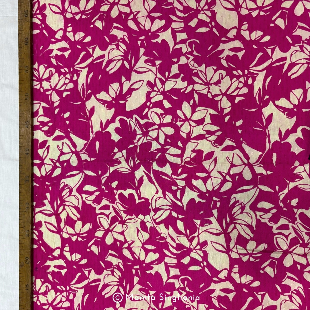 Pink Floral Printed Self-weave Cotton Fabric (56”)