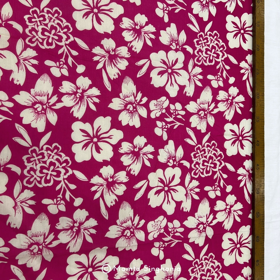 Rani Pink Floral Printed Cotton Fabric