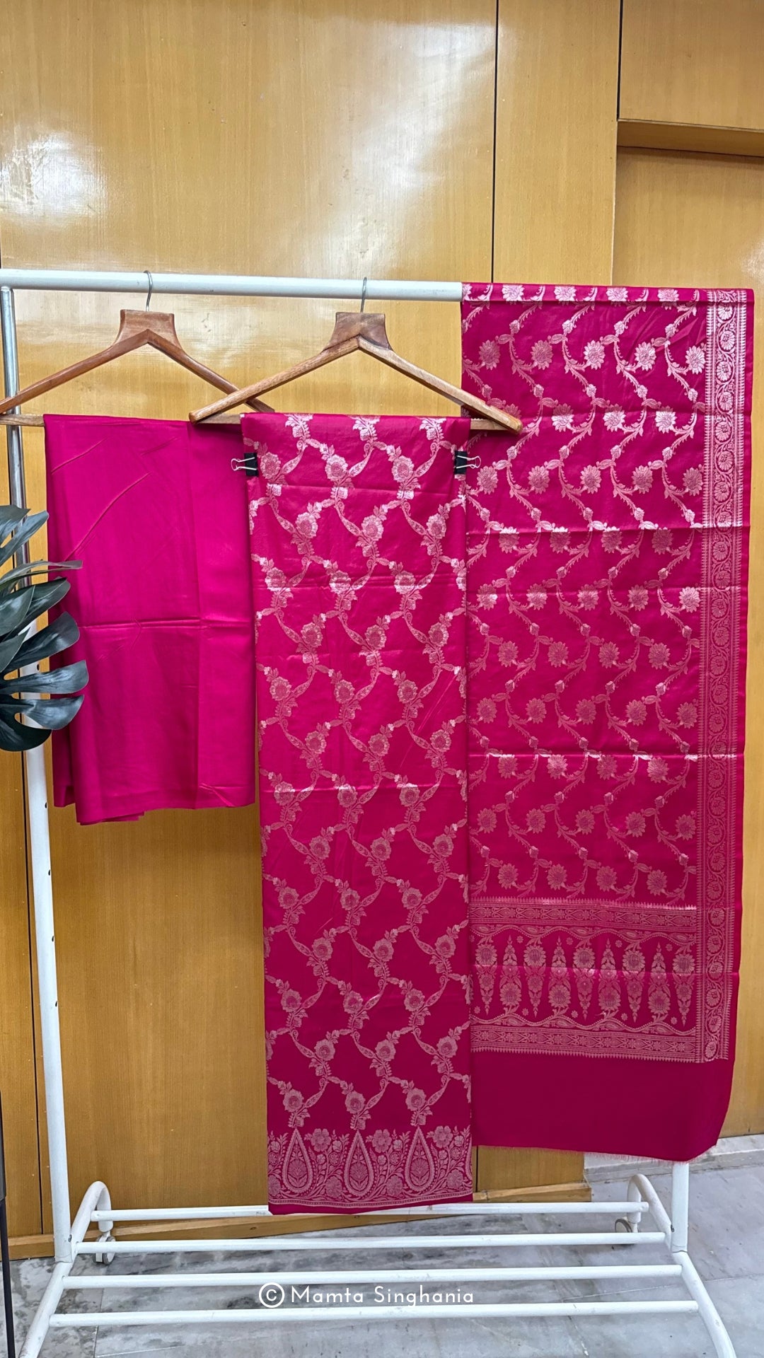 Hot Pink Banarasi Brocade Suit Set