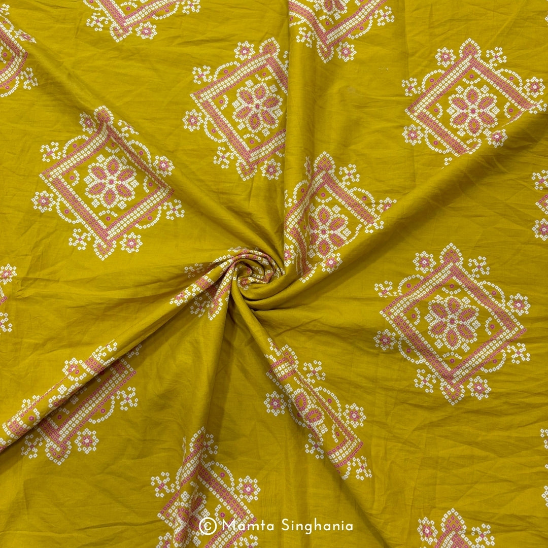 Marigold Yellow Printed Cotton Fabric