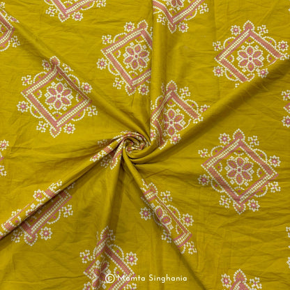Marigold Yellow Printed Cotton Fabric