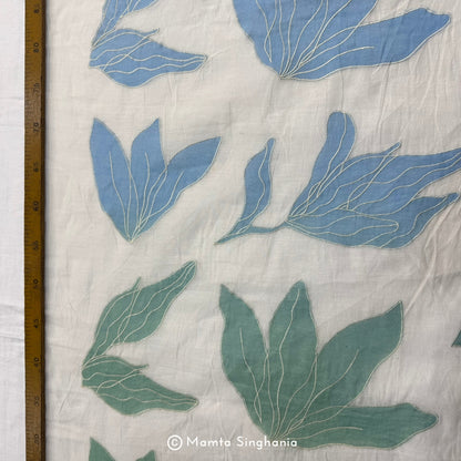 Shaded Floral Applique Mul Chanderi Fabric