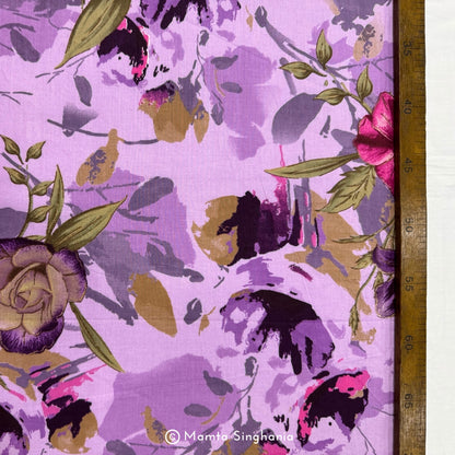 Lilac Floral Printed Cotton Fabric