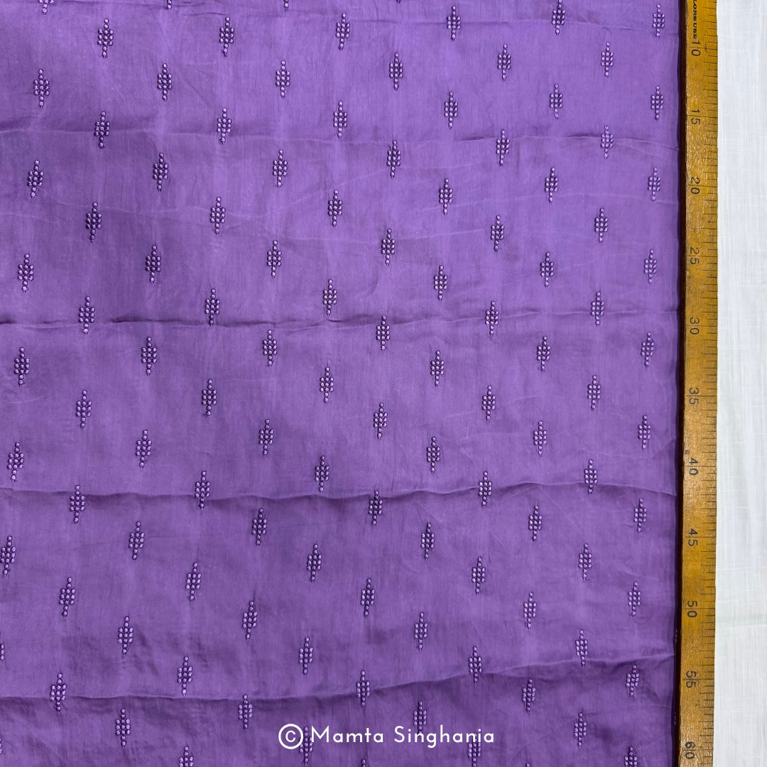 Eggplant Purple Embroidered Modal Satin Fabric