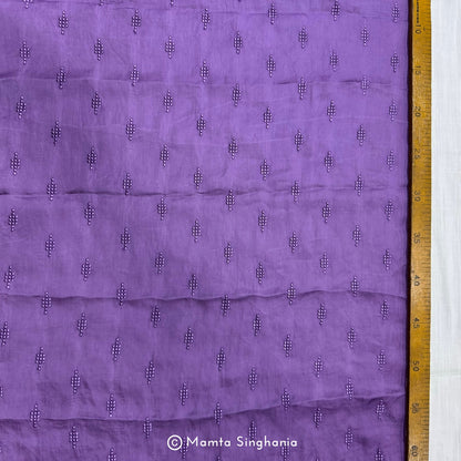Eggplant Purple Embroidered Modal Satin Fabric