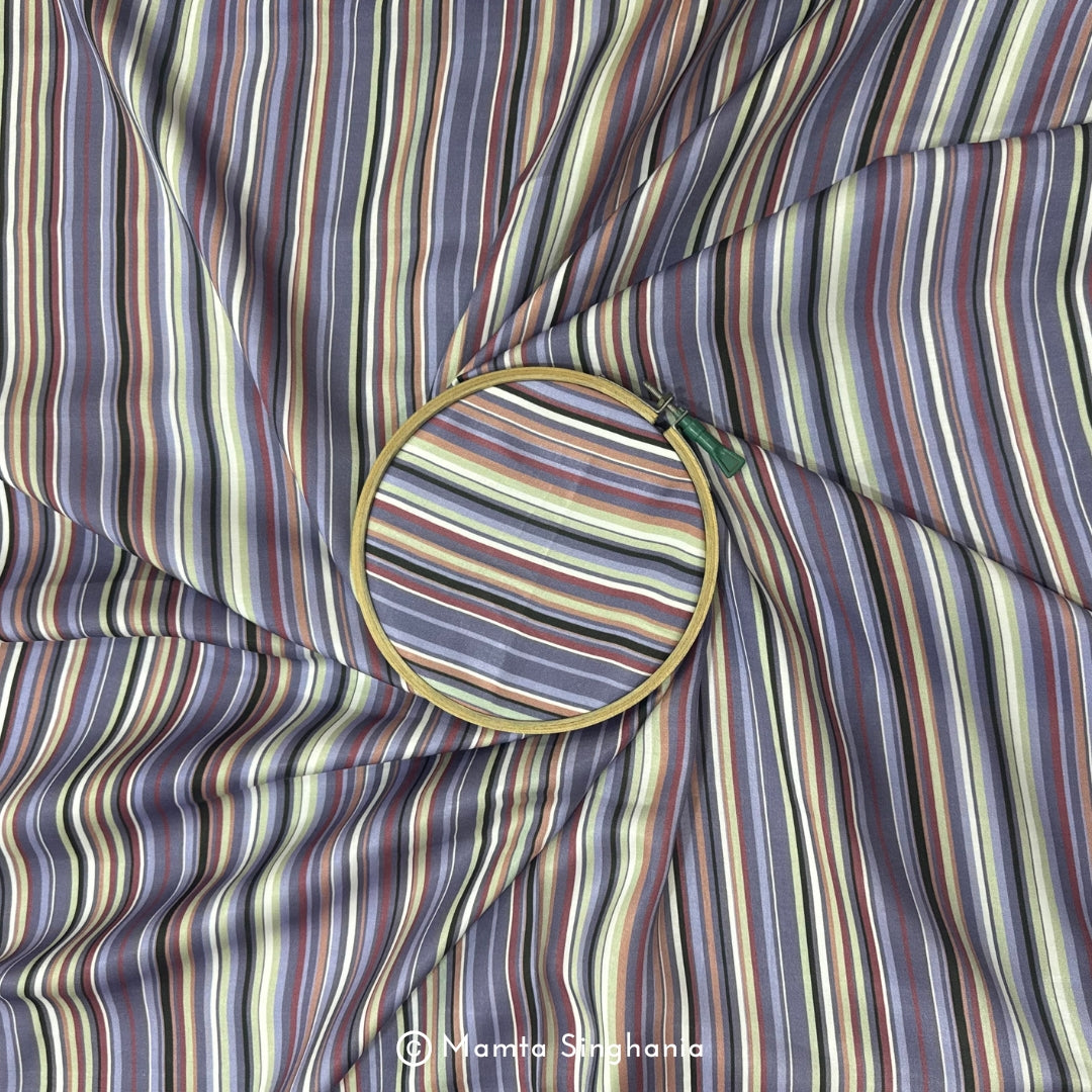 Stripe Printed Modal Satin Fabric