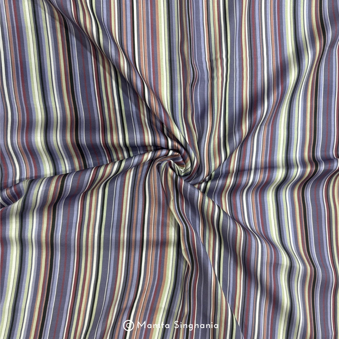 Stripe Printed Modal Satin Fabric