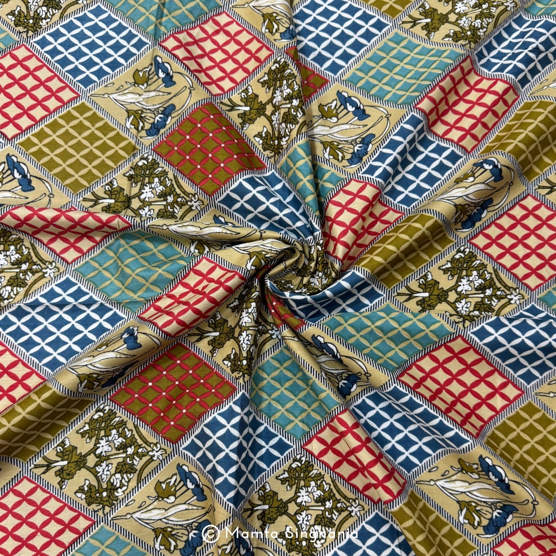 Multi Colour Abstract Printed Cotton Fabric