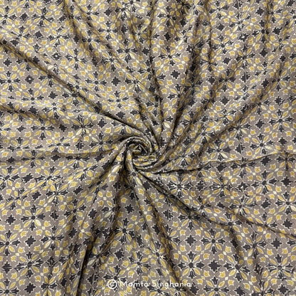 Mud Yellow Floral Printed Modal Satin