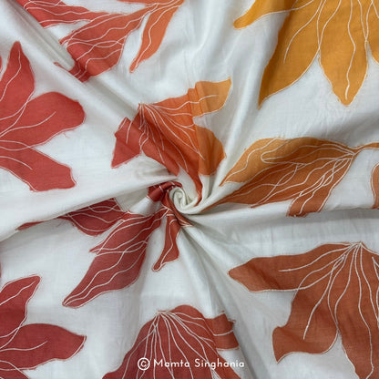 Shaded Floral Applique Mul Chanderi Fabric