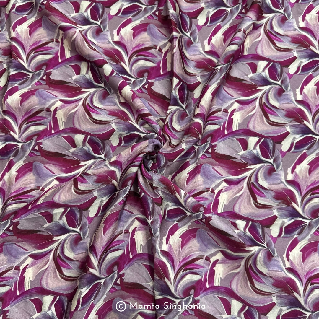 Purple Abstract Printed Modal Satin