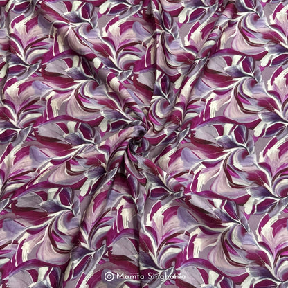 Purple Abstract Printed Modal Satin