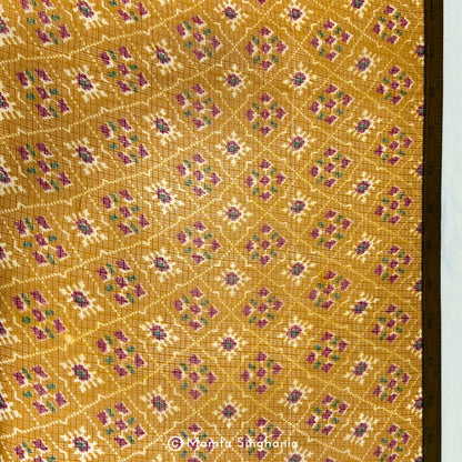 Yellow Patola Printed Kota Doria Fabric