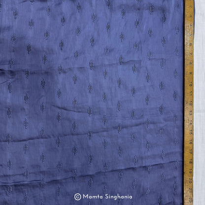 Dark Blue Embroidered Modal Satin Fabric