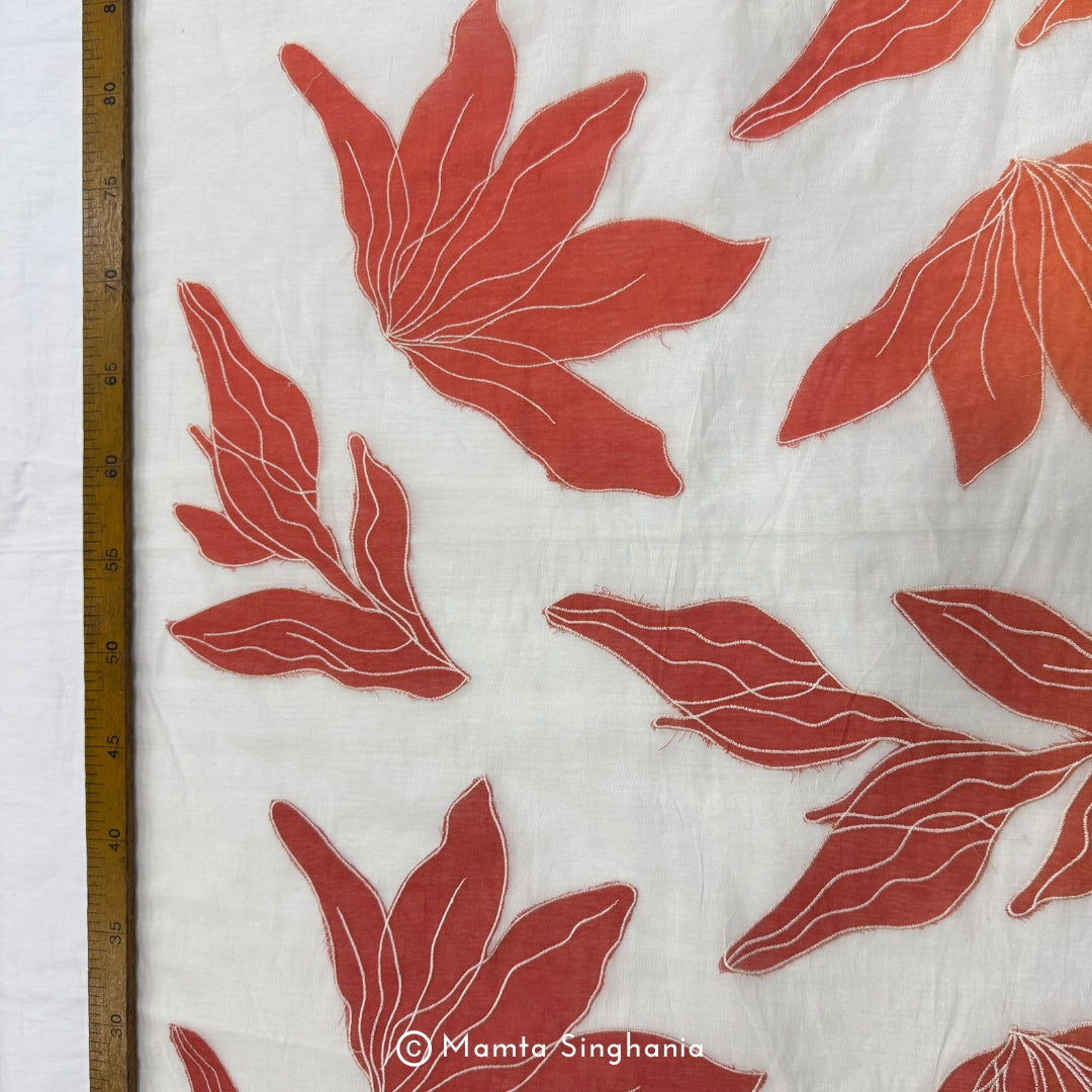 Shaded Floral Applique Mul Chanderi Fabric