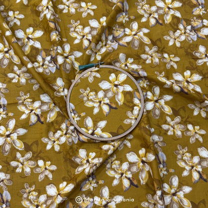 Mustard Floral Printed Cotton Fabric