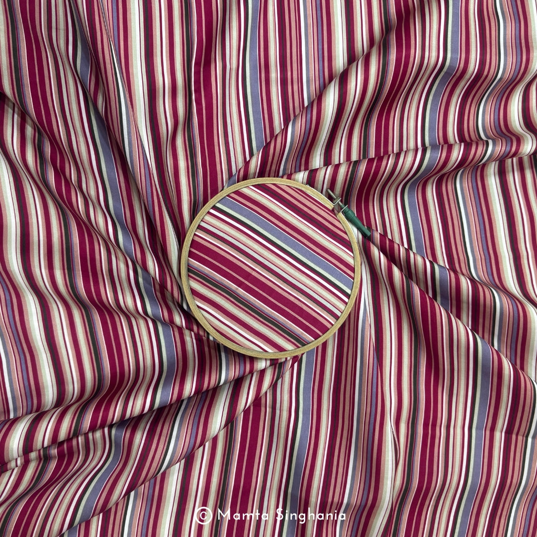Stripe Printed Modal Satin Fabric