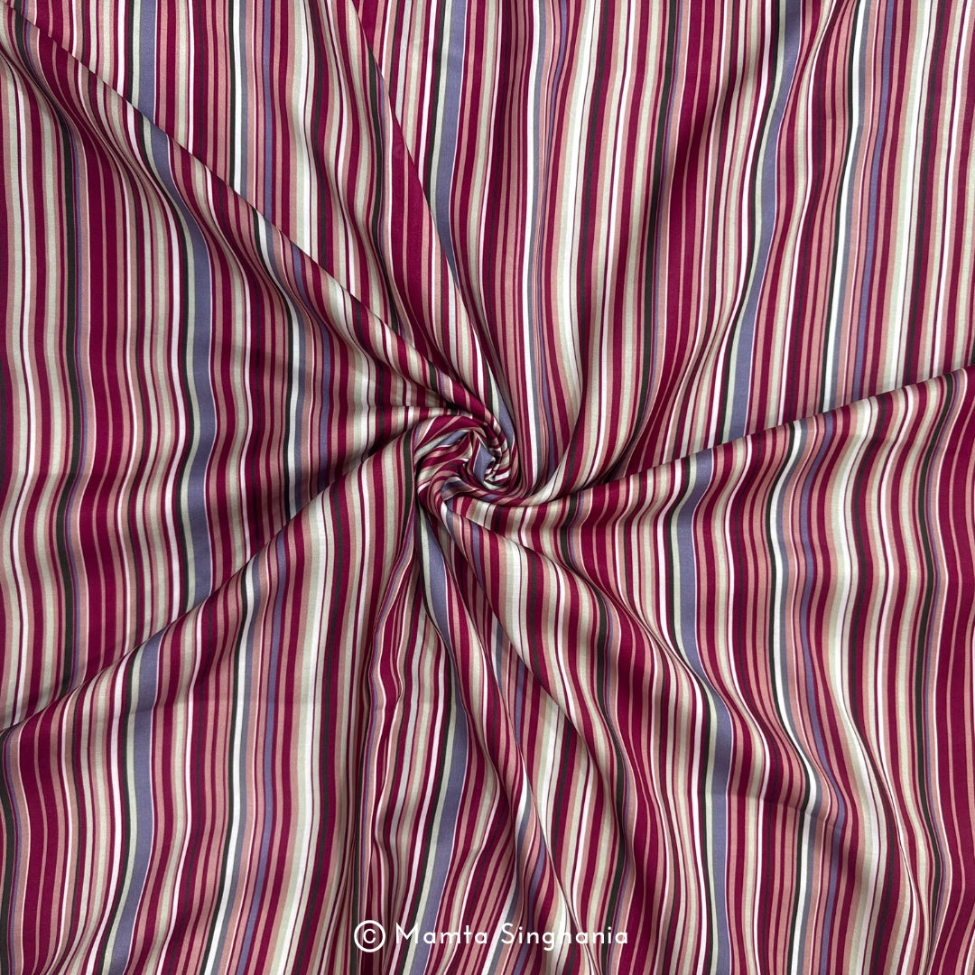 Stripe Printed Modal Satin Fabric