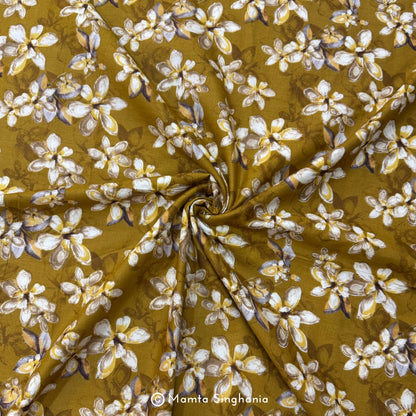 Mustard Floral Printed Cotton Fabric