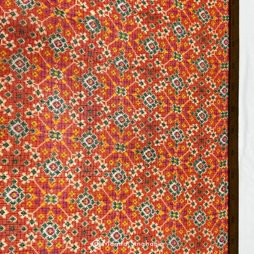 Orange Patola Printed Kota Doria Fabric