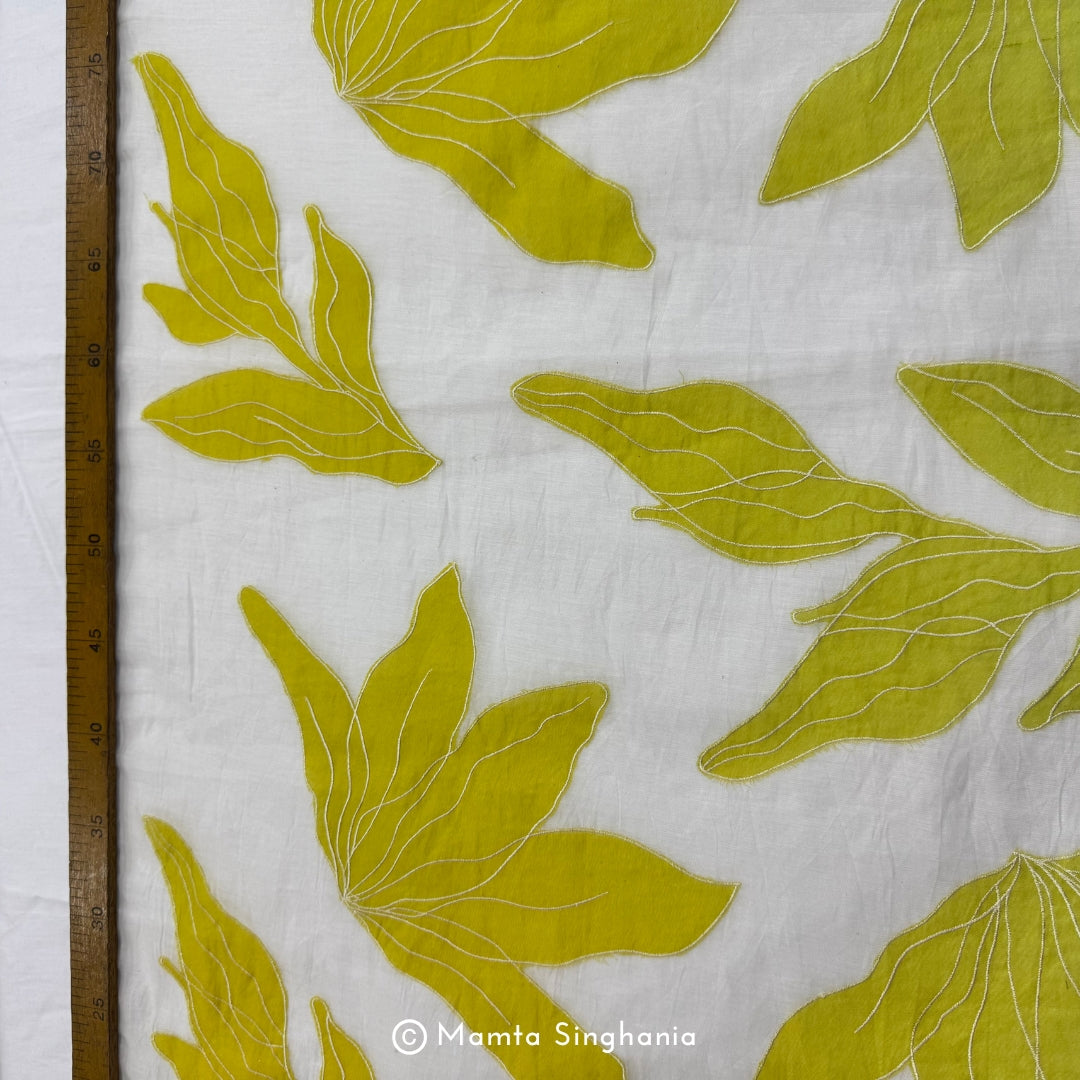 Shaded Floral Applique Mul Chanderi Fabric