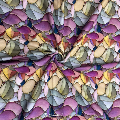 Abstract Printed Malai Cotton Fabric