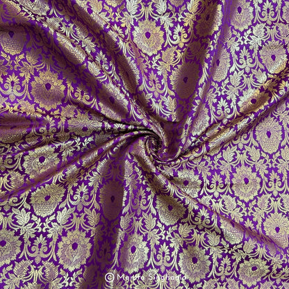 Purple Banarasi Brocade Katan Silk Fabric